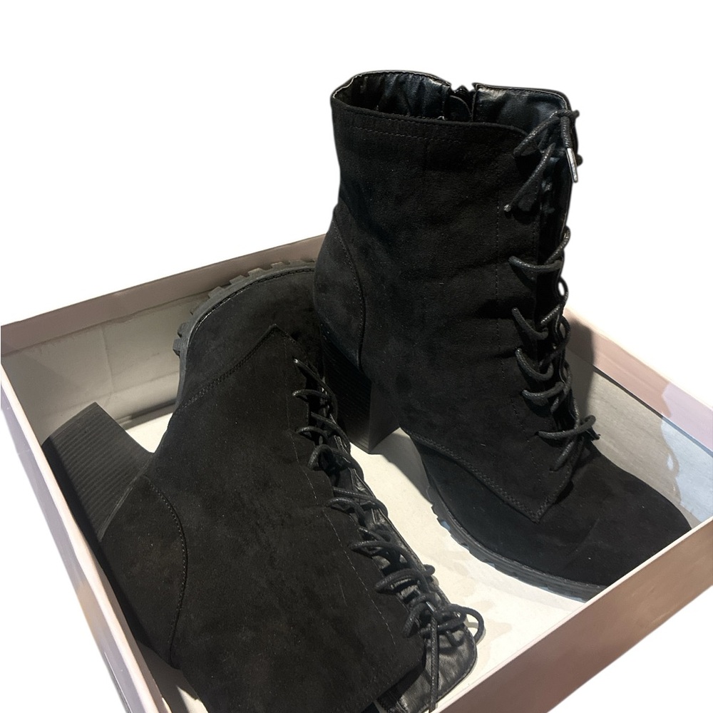 JustFab Black Lace-Up Boots for Women